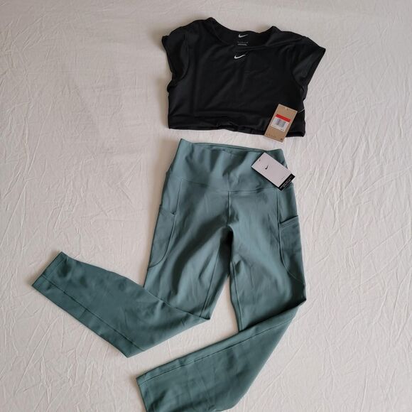 Nike Pants - NIKE ONE Dri Fit Women's Green and Blue Leggings